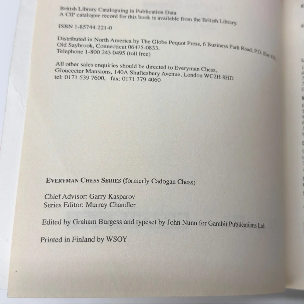 Nunn's Chess Openings NCO John Nunn Everyman Chess Paperback 1999‎ 1857442210